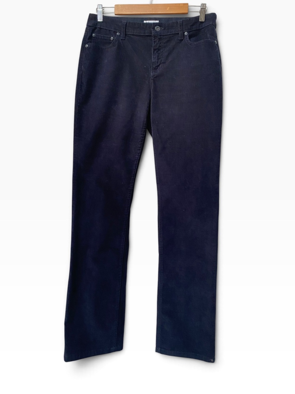 Vintage Corduroy Straight Leg Pants size 10 Low Rise - Inseam 33" Navy Blue